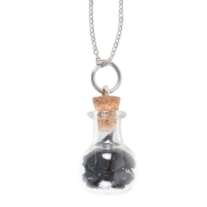 Black Obsidian Protection Potion Crystal Chip Necklace