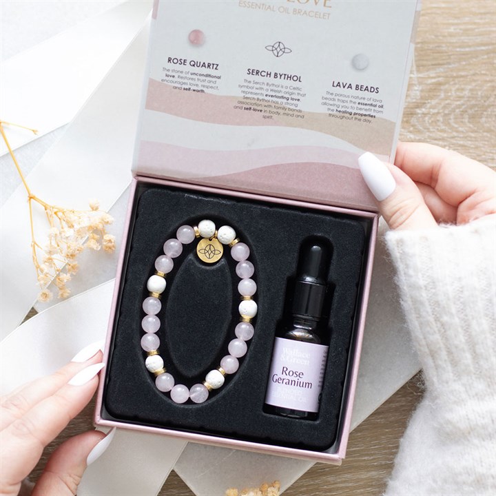 Rose Quartz Self Love Crystal Essential Oil Bracelet