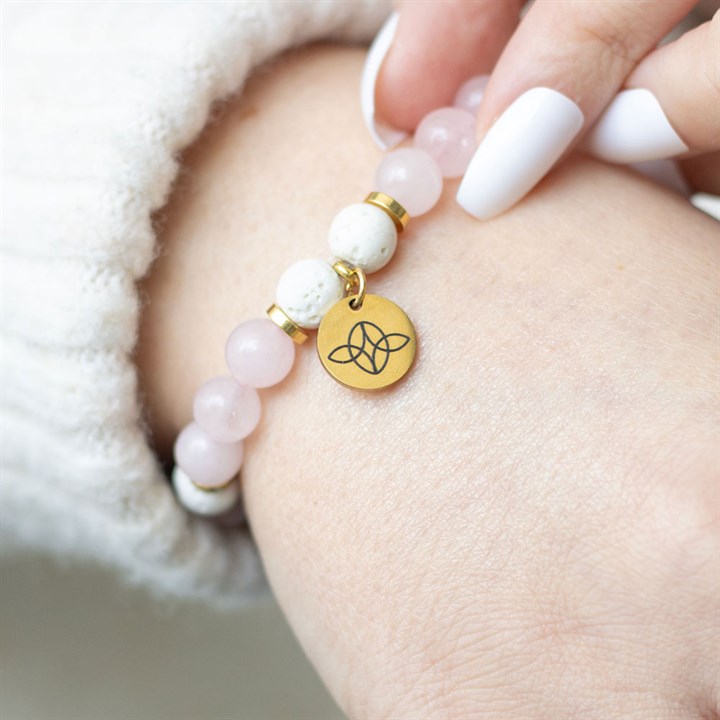 Rose Quartz Self Love Crystal Essential Oil Bracelet - Image 3