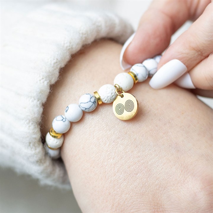 Howlite Stress Less Crystal Essential Oil Bracelet - Image 3