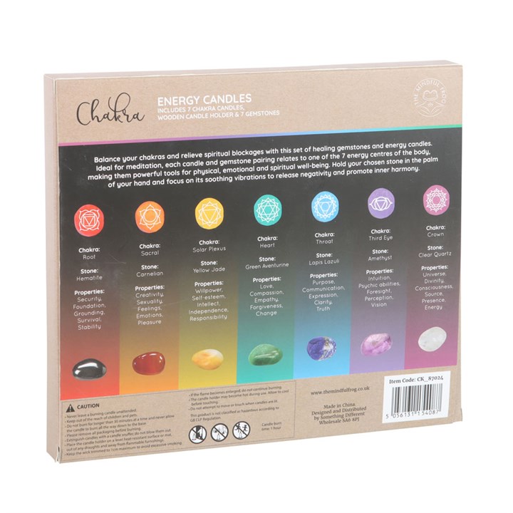 7 Chakra Energy Candle and Crystal Gift Set