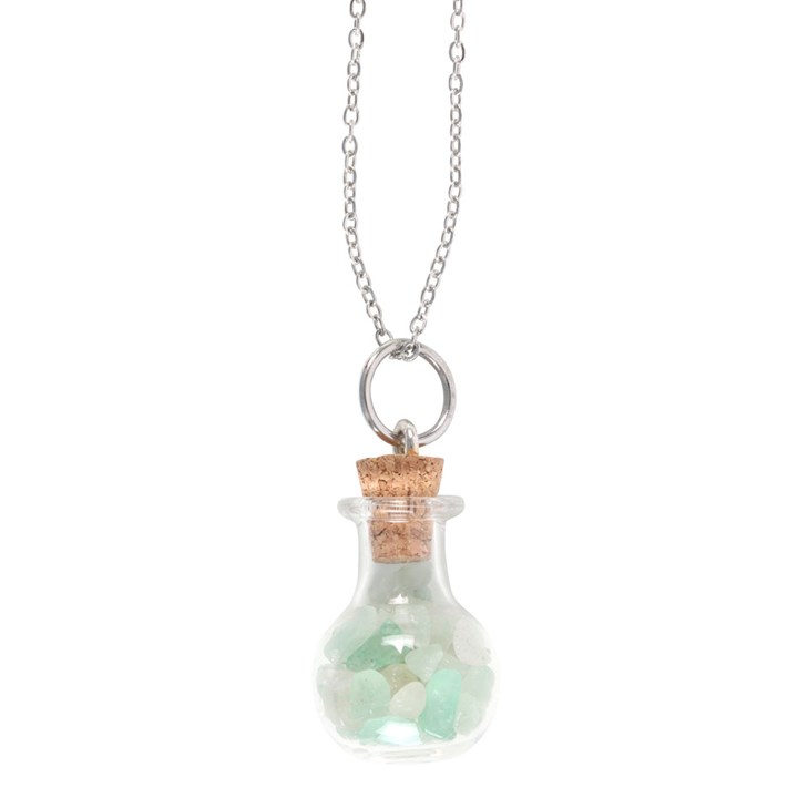 Aventurine Luck Crystal Chip Potion Bottle Necklace