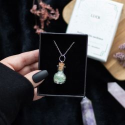 Aventurine Luck Crystal Chip Potion Bottle Necklace