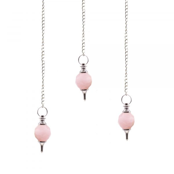 Rose Quartz Faceted Sphere Pendulum