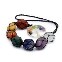 7 Chakra Stones and Tree of Life Hanging Pendant