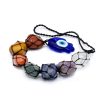 7 Chakra Stones and Evil Eye Hamsa Hand Hanging Pendant