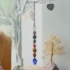 7 Chakra Stones and Evil Eye Hamsa Hand Hanging Pendant