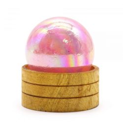 Rose Quartz Aura Titanium 50mm Sphere with Stand