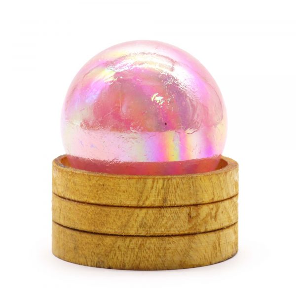 Rose Quartz Aura Titanium 50mm Sphere with Stand