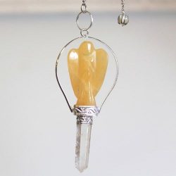 Yellow Quartz Angel Pendulum with Ring