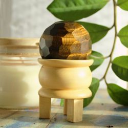 tigers eye faceted sphere