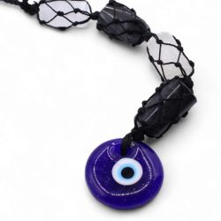 Protection Hanging Stones Pendant - Black Tourmaline, Selenite and Evil Eye