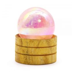 Rose Quartz Aura Titanium 40mm Sphere with Stand