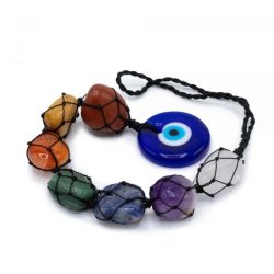 7 Chakra Stones and Evil Eye Hanging Pendant