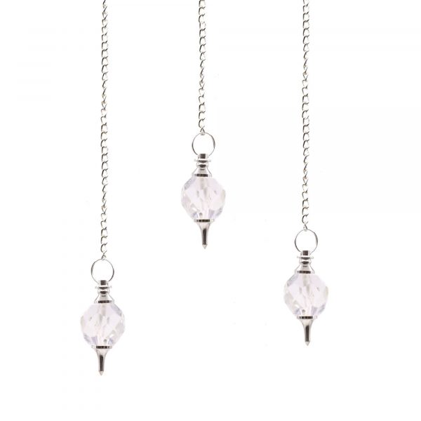 Clear Quartz Faceted Sphere Pendulum