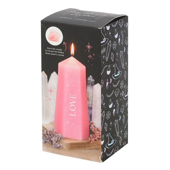 Love Crystal Candle with Rough Rose Quartz - Image 6