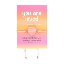 Rose Quartz You Are Loved Crystal Heart Bracelet