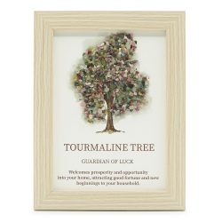 Black Tourmaline Gemstone Tree of Life Picture (20 x 14.7 x 1cm)