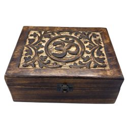 Om Wooden Keepsake Box 20 x 15 x 7.5cm