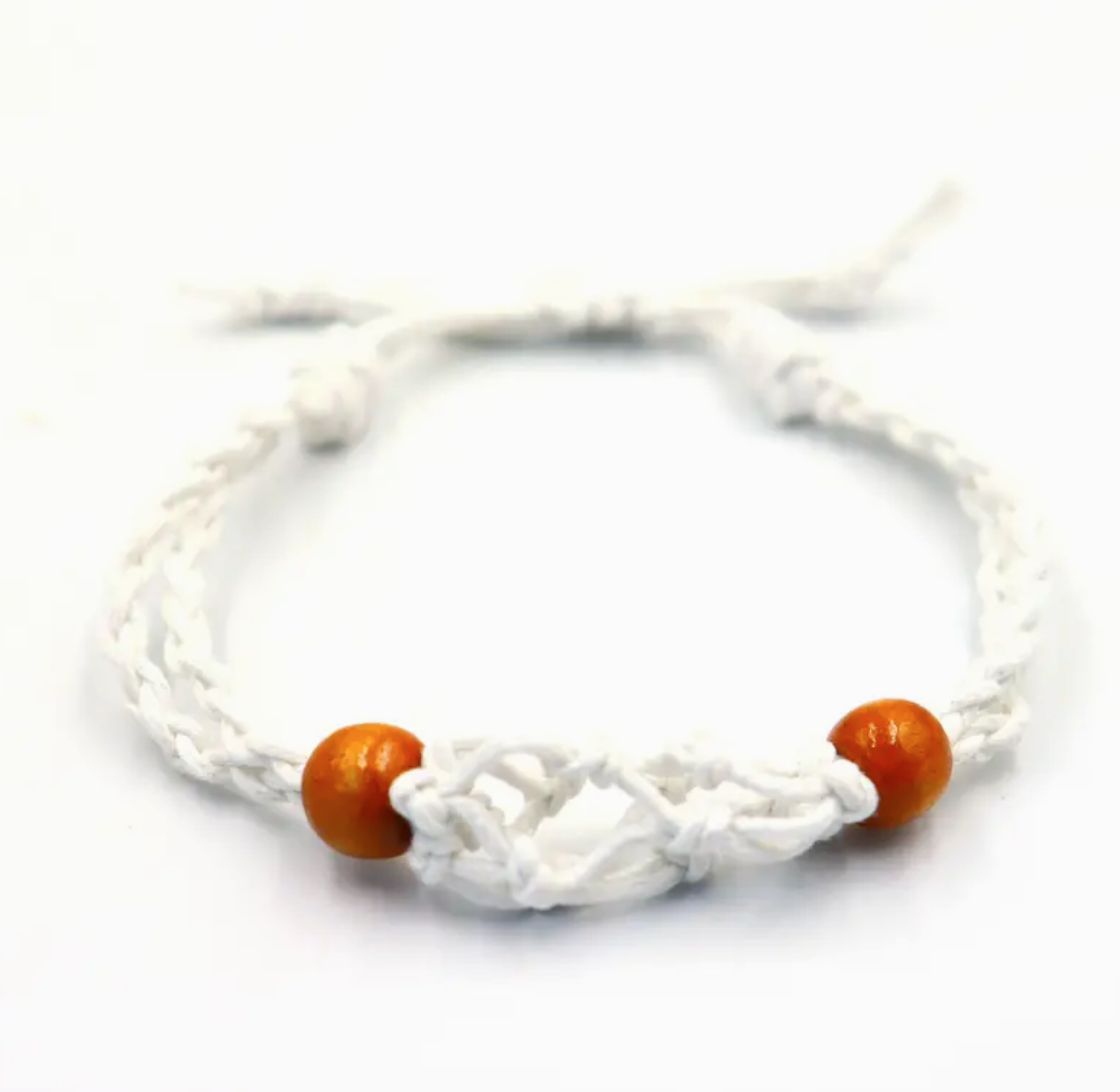 White Cord Gemstone Bracelet - Image 2