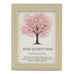 Rose Quartz Gemstone Tree of Life Picture (20 x 14.7 x 1cm)