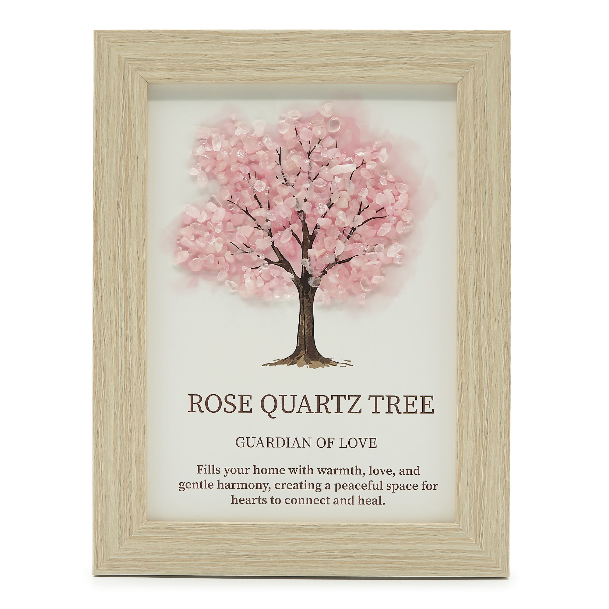 Rose Quartz Gemstone Tree of Life Picture (20 x 14.7 x 1cm)