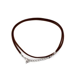 Dark Brown Faux Leather Pendant Cord - 2.5mm x 55cm
