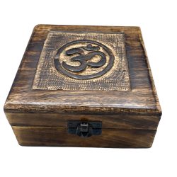Om Wooden Keepsake Box 13 x 13 x 6cm