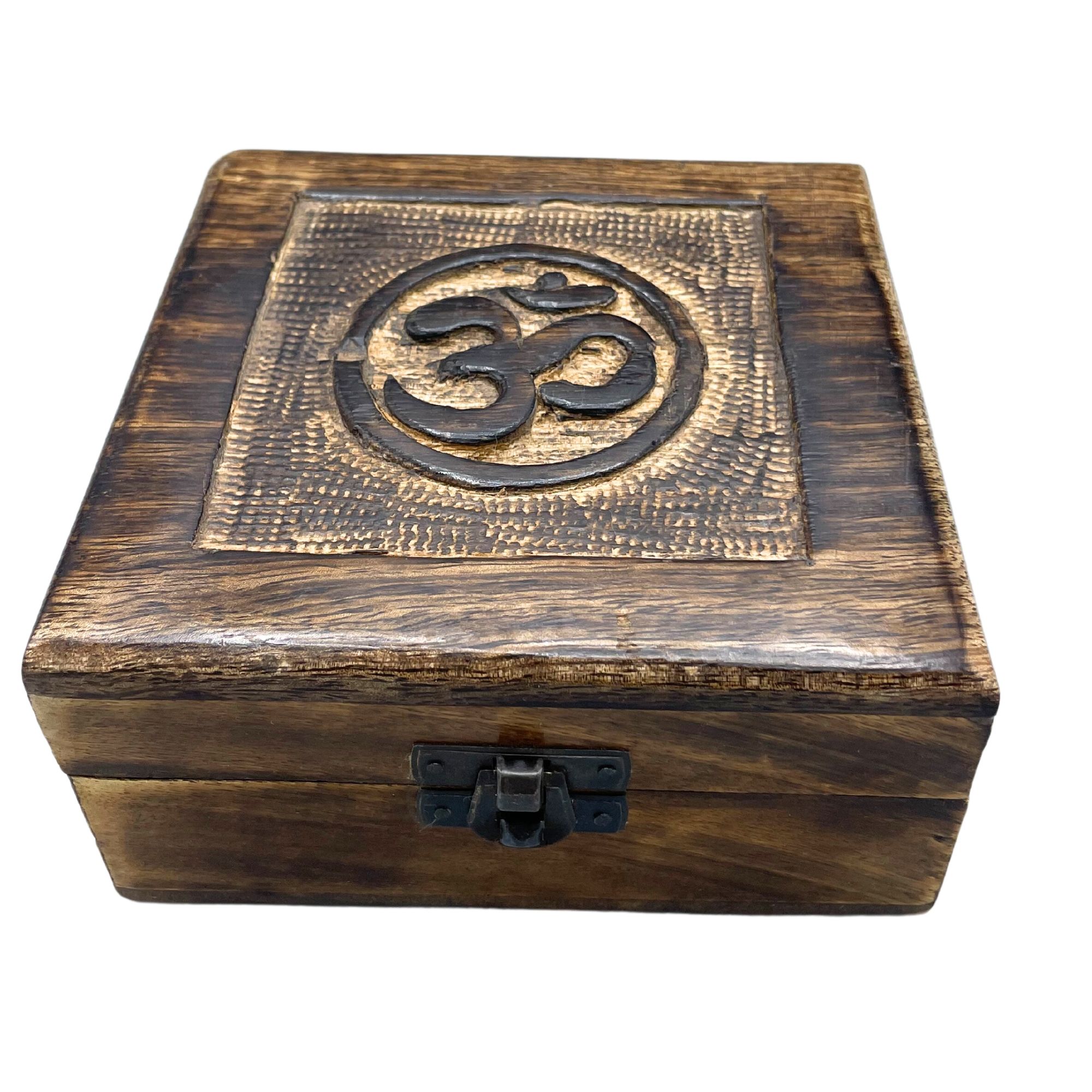 Om Wooden Keepsake Box 13 x 13 x 6cm