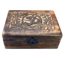 Om Wooden Keepsake Box 15 x 10 x 6cm
